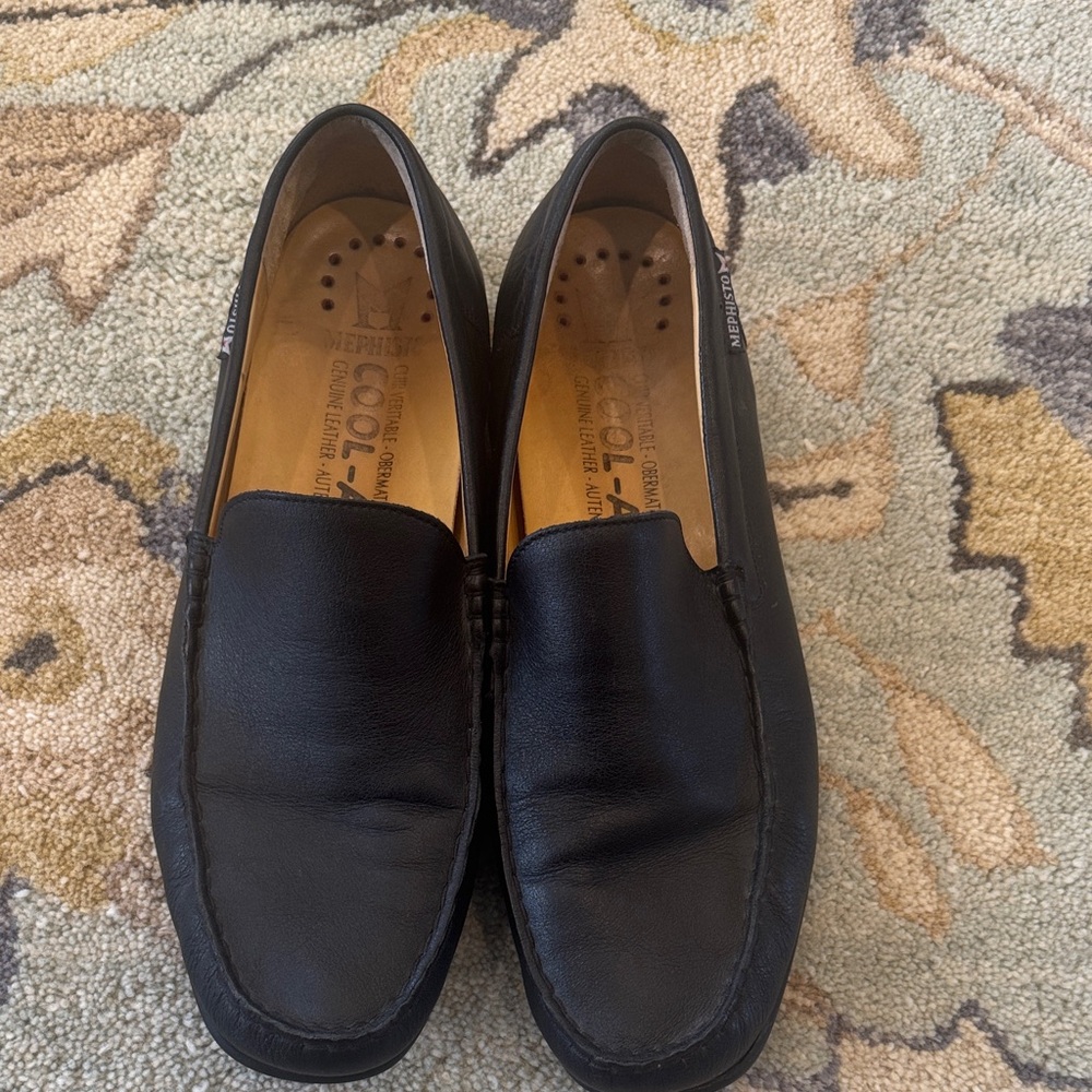 Mephisto Black Leather Men's Slip-Ons